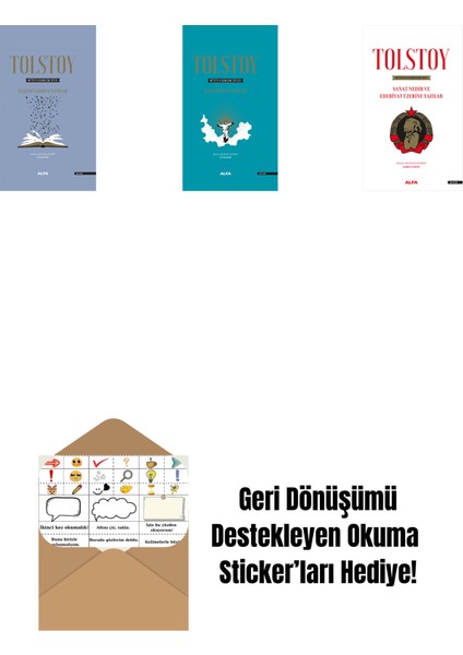 Tolstoy Bütün Eserleri 17 (Ciltli) + Tolstoy Bütün Eserleri 18 (Ciltli) + Tolstoy Bütün Eserleri 15 + Okuma Sticker'ları
