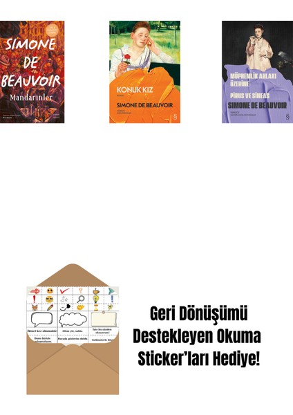 Mandarinler (Ciltli) + Sartre’a Mektuplar 1: 1930-1939 + Nelson Algren'e Aşk Mektupları + Okuma Sticker'ları