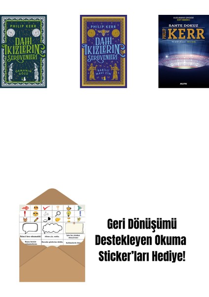Dahi Ikizlerin Serüvenleri - Ormanın Gözü + Dahi Ikizlerin Serüvenleri - Babilli Mavi Cin + Sahte Dokuz + Okuma Sticker'ları