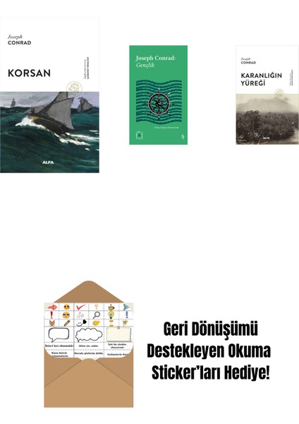Korsan + Everest Açıkhava 36 - Gençlik + Karanlığın Yüreği (Ciltli) + Okuma Sticker'ları