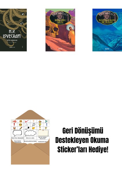 H.p. Lovecraft - Bütün Romanları (Ciltli) + Herbert West: Diriltici + Bilinmeyen Kadath'a Düş Yolculuğu + Okuma Sticker'ları