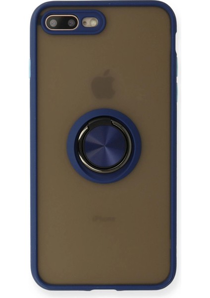 Newface iPhone 7 Plus Kılıf Montreal Yüzüklü Silikon Kapak - Lacivert