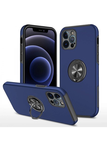 Newface iPhone 12 Pro Kılıf Elit Yüzüklü Kapak - Lacivert