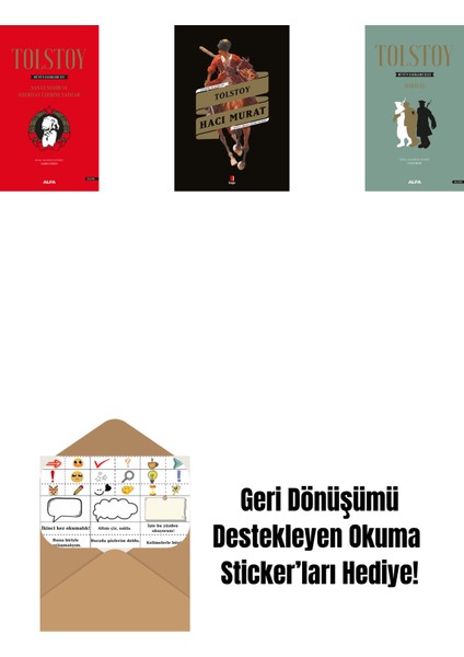 Tolstoy Bütün Eserleri 15 (Ciltli) + Hacı Murat + Tolstoy Bütün Eserleri 13 (Ciltli) + Okuma Sticker'ları