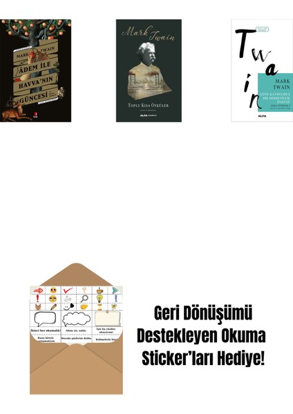 Adem ile Havva’nın Güncesi + Toplu Kısa Öyküler (Ciltli) + Çifte Kavrulmuş Bir Dedektiflik Öyküsü + Okuma Sticker'ları