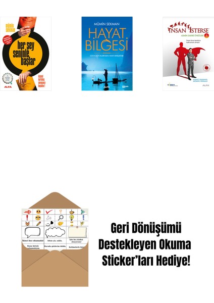Her Şey Seninle Başlar + Hayat Bilgesi 2 + Insan Isterse - Azmin Zaferi Öyküleri 5 + Okuma Sticker'ları
