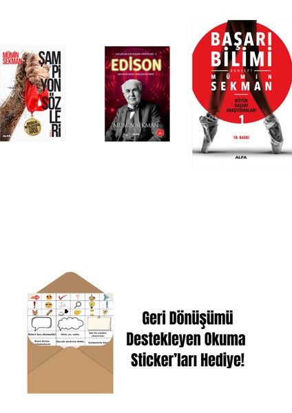 Şampiyon Sözleri + Edison + Başarı Bilimi + Okuma Sticker'ları