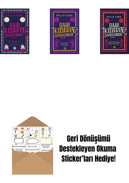 Dahi Ikizlerin Serüvenleri - Cengiz Han’ın Mezar Soyguncuları + Dahi Ikizlerin Serüvenleri - Savaşçı Cinler + Dahi Ikizlerin Serüvenleri - Akhenaten Macerası + Okuma Sticker'ları