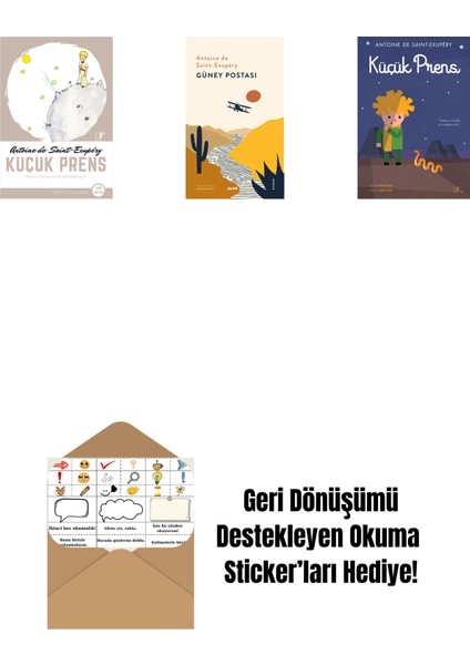Küçük Prens + Güney Postası + Küçük Prens (Ciltli) - Büyük Boy + Okuma Sticker'ları