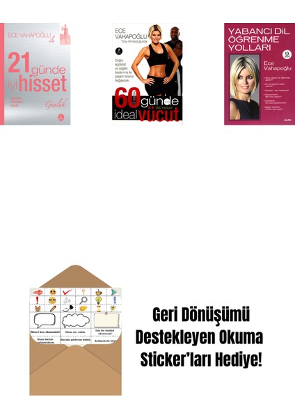 21 Günde Iyi Hisset (Günlük) + 60 Günde Ideal Vücut + Yabancı Dil Öğrenme Yolları + Okuma Sticker'ları