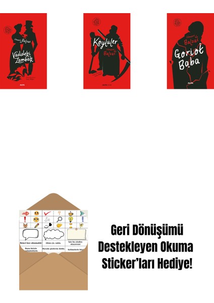 Vadideki Zambak (Ciltli) + Köylüler (Ciltli) + Goriot Baba (Ciltli) + Okuma Sticker'ları
