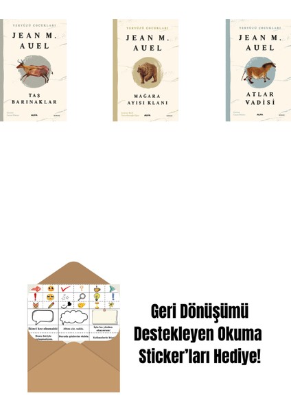 Yeryüzü Çocukları 5 - Taş Barınaklar + Yeryüzü Çocukları 1 - Mağara Ayısı Klanı + Yeryüzü Çocukları 2 - Atlar Vadisi + Okuma Sticker'ları