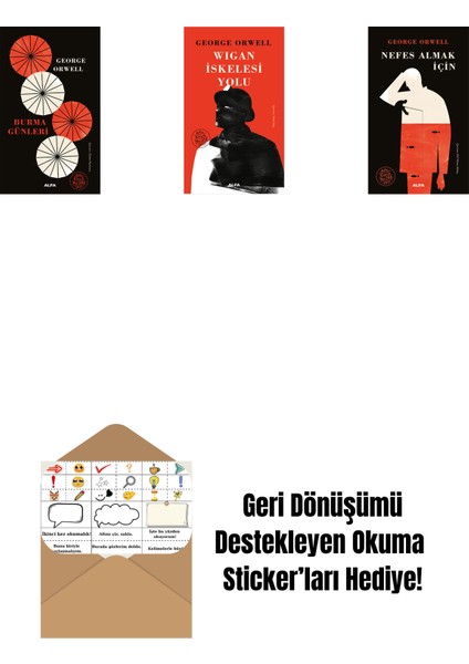 Burma Günleri (Ciltli) + Wigan Iskelesi Yolu + Nefes Almak Için (Ciltli) + Okuma Sticker'ları