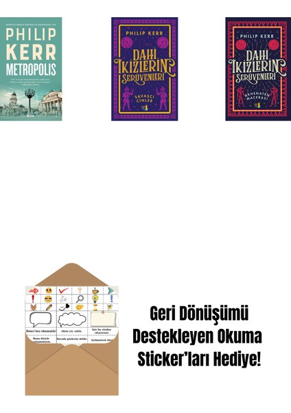Metropolis + Dahi Ikizlerin Serüvenleri - Savaşçı Cinler + Dahi Ikizlerin Serüvenleri - Akhenaten Macerası + Okuma Sticker'ları