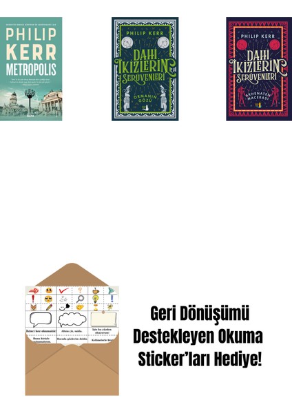 Metropolis + Dahi Ikizlerin Serüvenleri - Ormanın Gözü + Dahi Ikizlerin Serüvenleri - Akhenaten Macerası + Okuma Sticker'ları