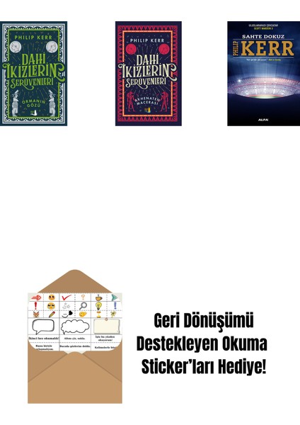 Dahi Ikizlerin Serüvenleri - Ormanın Gözü + Dahi Ikizlerin Serüvenleri - Akhenaten Macerası + Sahte Dokuz + Okuma Sticker'ları