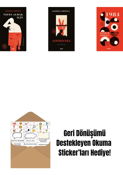 Nefes Almak Için (Ciltli) + Aspidistra (Ciltli) + 1984 (Ciltli) + Okuma Sticker'ları