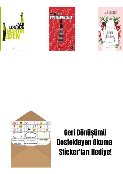Martin Eden + Cinayet Şirketi + Hawaii Öyküleri + Okuma Sticker'ları