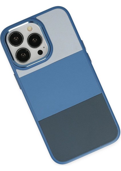 Newface iPhone 14 Pro Max Kılıf King Kapak - Açık Mavi-Lacivert