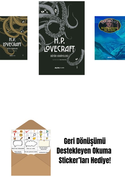 H.p. Lovecraft - Bütün Romanları (Ciltli) + H.p. Lovecraft - Bütün Hikayeleri (Ciltli) + Bilinmeyen Kadath'a Düş Yolculuğu + Okuma Sticker'ları