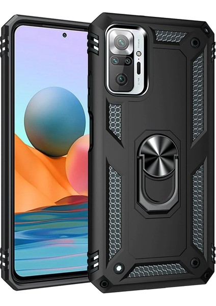 Newface Xiaomi Redmi Note 10 Pro Kılıf Sofya Yüzüklü Silikon Kapak - Siyah