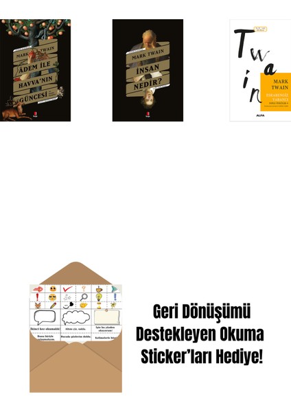 Adem ile Havva’nın Güncesi + Insan Nedir? + Esrarengiz Yabancı + Okuma Sticker'ları