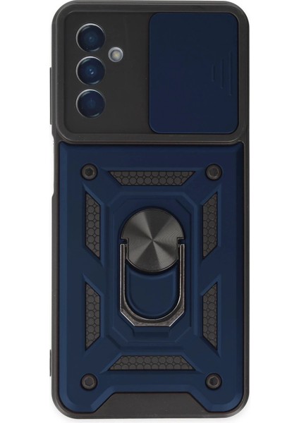 Newface Samsung Galaxy A04S Kılıf Pars Lens Yüzüklü Silikon - Lacivert