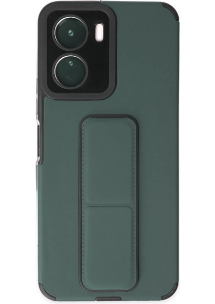 Newface Vivo Y16 Kılıf Mega Standlı Silikon - Yeşil