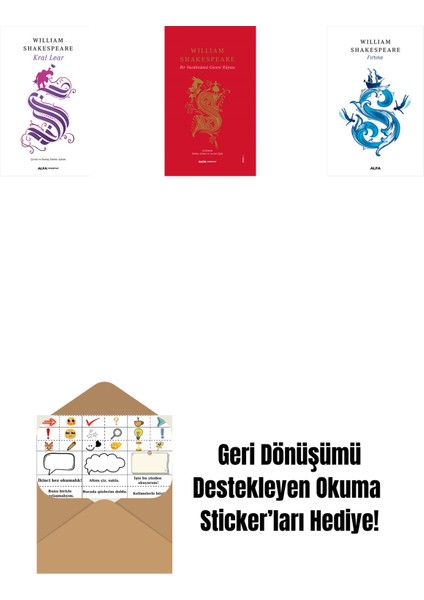 Kral Lear + Bir Yazdönümü Gecesi Rüyası (Ciltli) + Fırtına + Okuma Sticker'ları