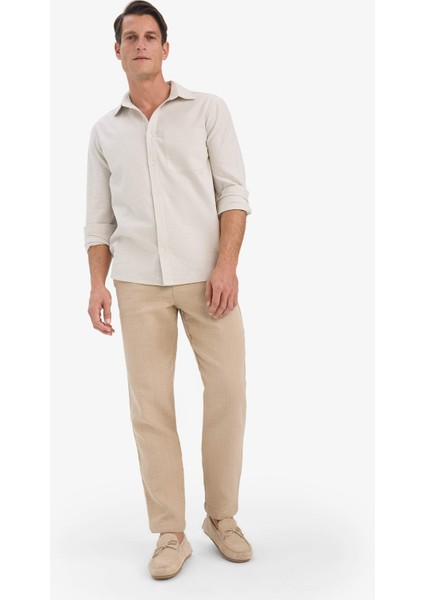 %100 Pamuk Yazlık Jogger Pantolon Regular Fit Normal Kesim Keten Görünümlü Düz Paça Cepli B4138AX25SP