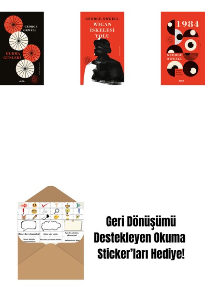Burma Günleri (Ciltli) + Wigan Iskelesi Yolu + 1984 (Ciltli) + Okuma Sticker'ları