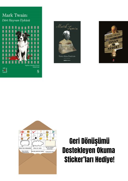 Everest Açıkhava 41 - Dört Hayvan Öyküsü + Toplu Kısa Öyküler (Ciltli) + Insan Nedir? + Okuma Sticker'ları