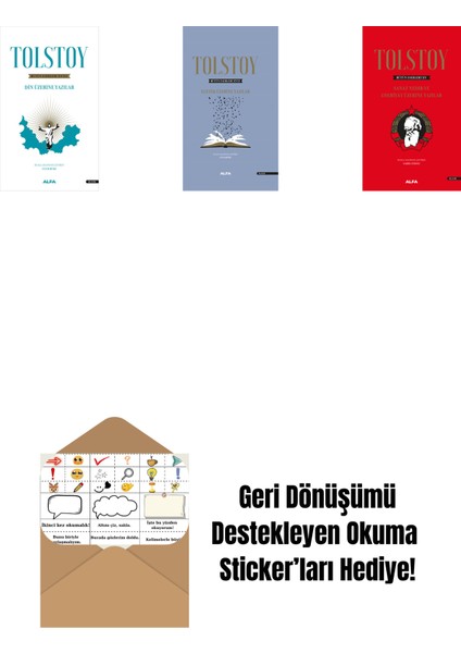 Tolstoy Bütün Eserleri 18 + Tolstoy Bütün Eserleri 17 (Ciltli) + Tolstoy Bütün Eserleri 15 (Ciltli) + Okuma Sticker'ları