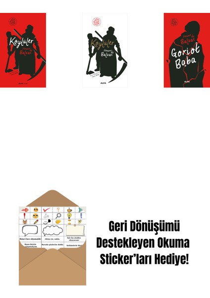 Köylüler (Ciltli) + Köylüler + Goriot Baba (Ciltli) + Okuma Sticker'ları