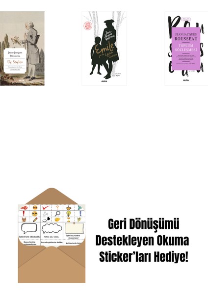 Üç Söylev + Emile Ya Da Eğitim Üzerine + Toplum Sözleşmesi + Okuma Sticker'ları