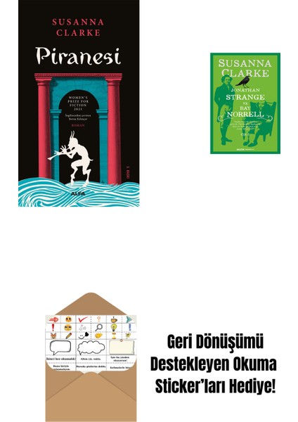 Piranesi + Jonathan Strange ve Bay Norrell - 3 + Okuma Sticker'ları