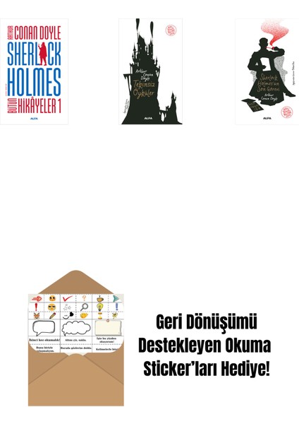 Sherlock Holmes - Bütün Hikayeler 1 (Ciltli) + Tekinsiz Öyküler + Sherlock Holmes'un Son Görevi + Okuma Sticker'ları