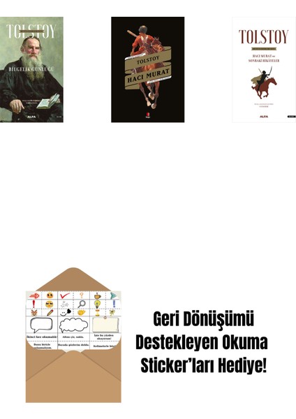Tolstoy Bütün Eserleri 16 + Hacı Murat + Tolstoy Bütün Eserleri 14 + Okuma Sticker'ları