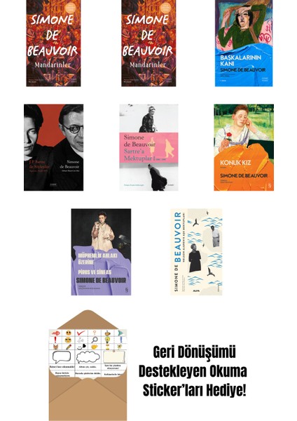 Simone De Beauvoir 7 Kitap Set + Okuma Sticker'ları