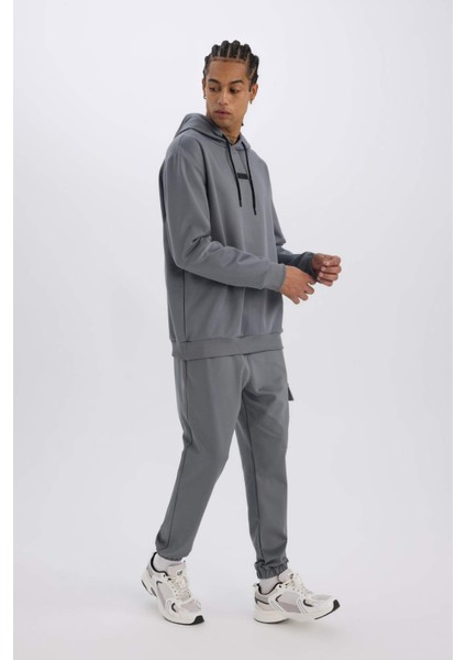 Fit Sporcu Jogger Eşofman Altı Standart Fit Üç Cepli Beli Bağcıklı Lastikli Paça D3741AX24WN