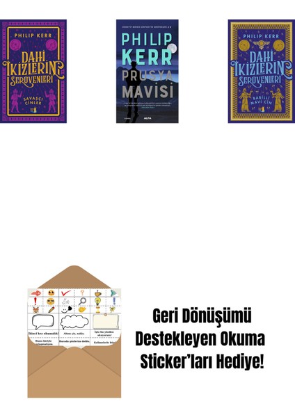 Dahi Ikizlerin Serüvenleri - Savaşçı Cinler + Prusya Mavisi + Dahi Ikizlerin Serüvenleri - Babilli Mavi Cin + Okuma Sticker'ları