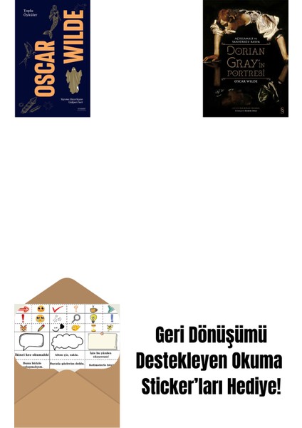 Oscar Wilde - Toplu Öyküler (Ciltli) + Dorian Gray'in Portresi (Ciltli) + Okuma Sticker'ları