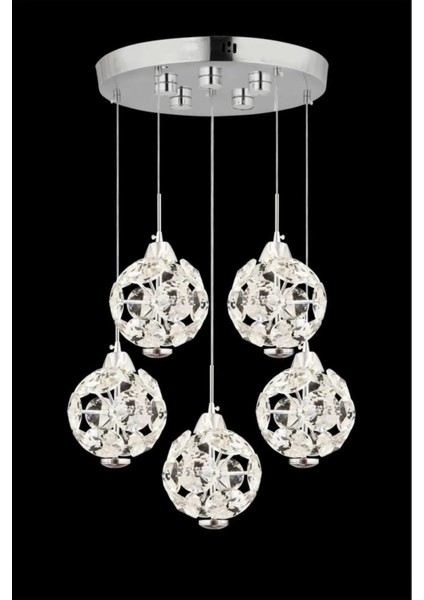 Istanbul Avize Dali 5'li Gümüş Kumandalı 3 Renk Ledli Modern LED Avize