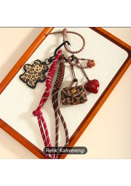 Leopar Ayıcıklı Leopar Çantalı Kalpli Kulplu Çanta Charmı fırsatları