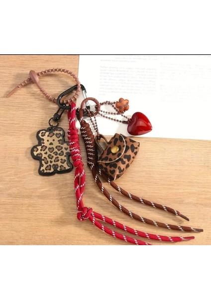 Leopar Ayıcıklı Leopar Çantalı Kalpli Kulplu Çanta Charmı indirimleri