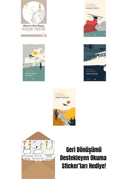Antoine De Saintexupery 5 Kitap Set + Okuma Sticker'ları