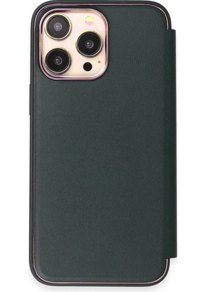 Newface iPhone 13 Pro Max Kılıf Dolpin Kapaklı - Koyu Yeşil