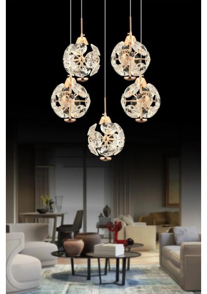 Istanbul Avize Dali 5'li Gold Kumandalı 3 Renk Ledli Modern LED Avize modelleri