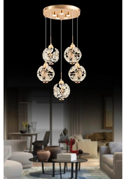 Istanbul Avize Dali 5'li Gold Kumandalı 3 Renk Ledli Modern LED Avize fırsatları
