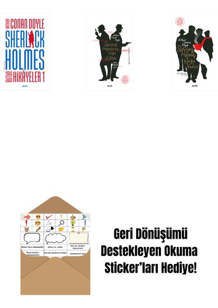 Sherlock Holmes - Bütün Hikayeler 1 (Ciltli) + Sherlock Holmes’un Vaka Kitabı + Sherlock Holmes - Korku Vadisi + Okuma Sticker'ları